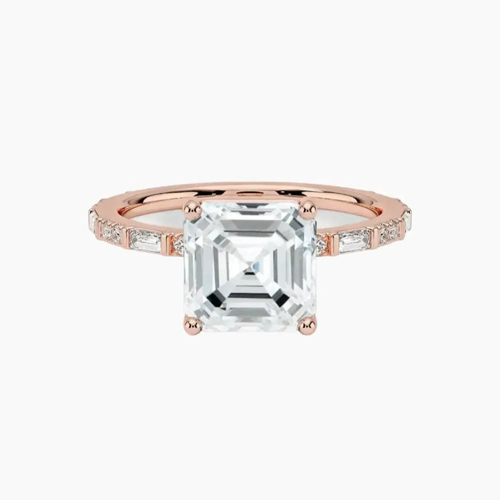 Evelina Asscher Designer 1.5 Carat Lab Grown Diamond Engagement Ring in 18K Rose Gold