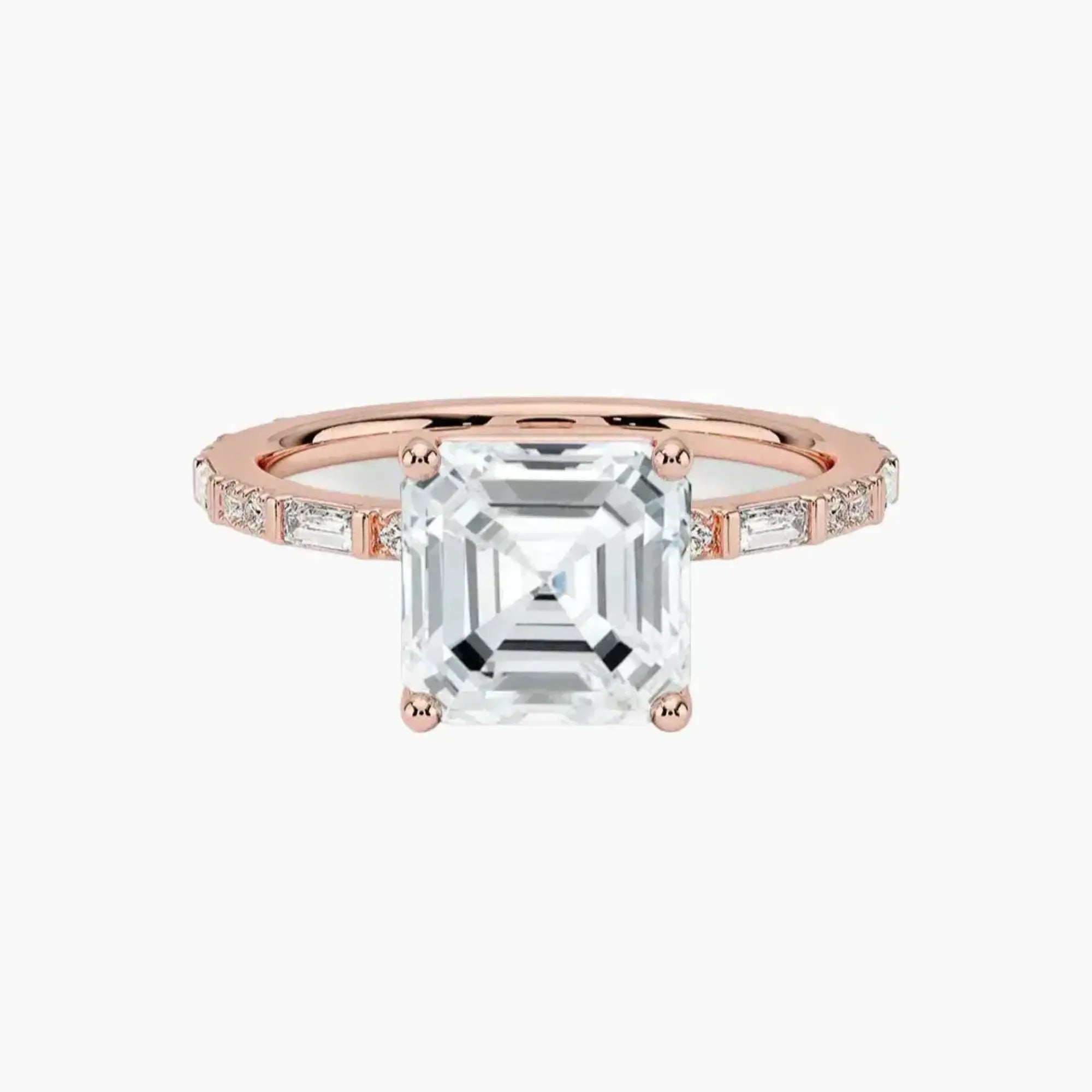 Evelina Asscher Designer 3 Carat Lab Grown Diamond Engagement Ring in 14K White Gold