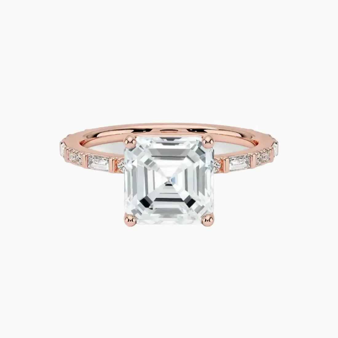Evelina Asscher Designer 1 Carat Lab Grown Diamond Engagement Ring in 14K White Gold