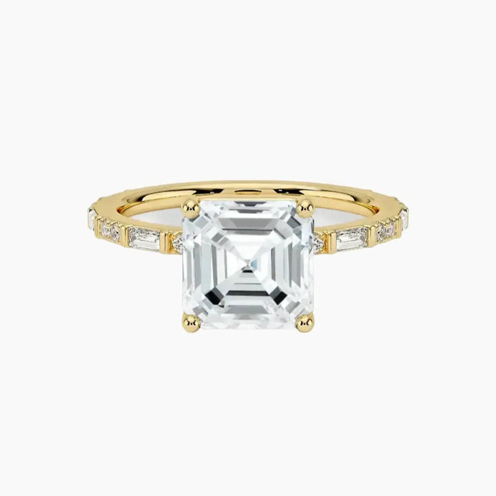 Evelina Asscher Designer 2.5 Carat Lab Grown Diamond Engagement Ring in 14K Yellow Gold