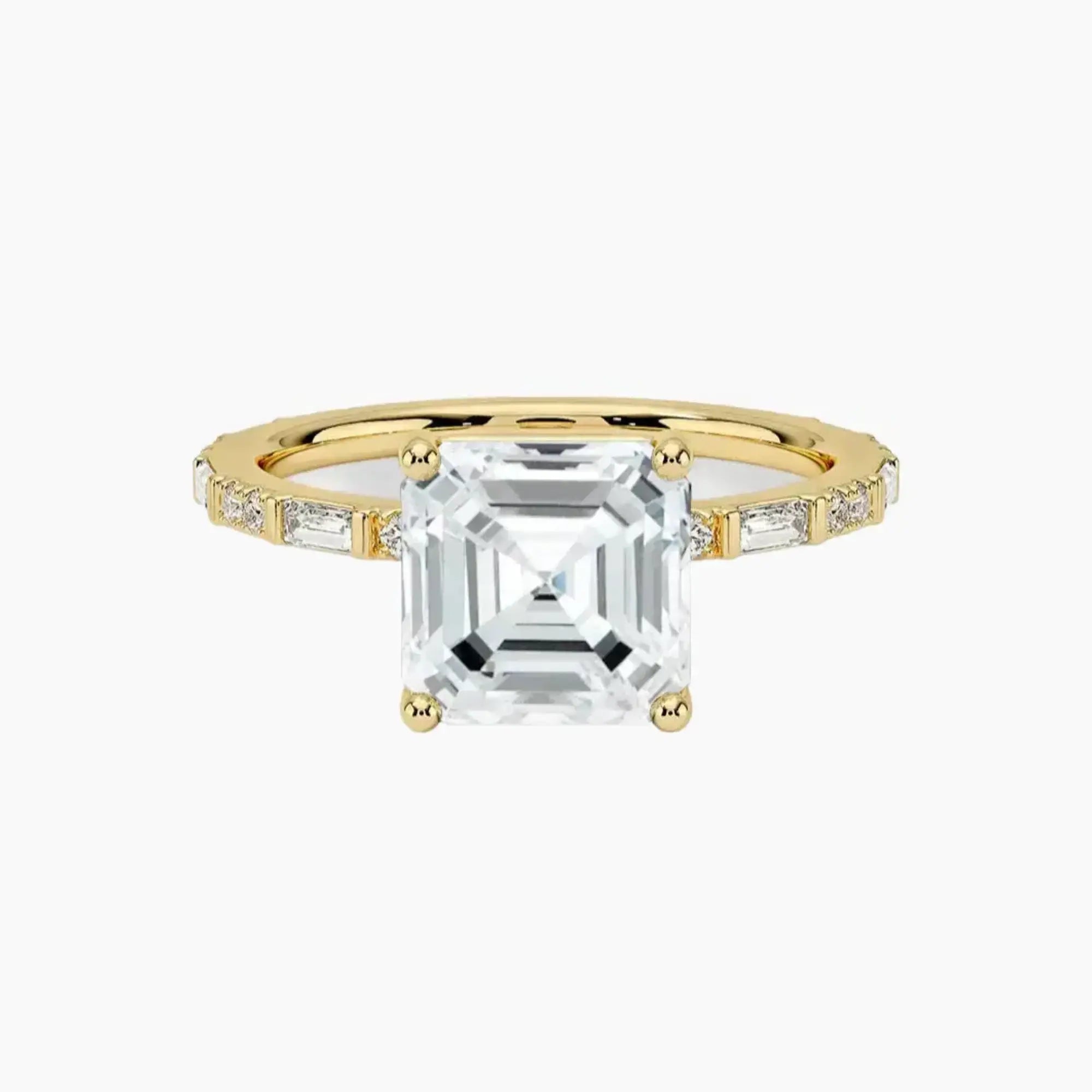 Evelina Asscher Designer Diamond Ring Setting in 18K Yellow Gold