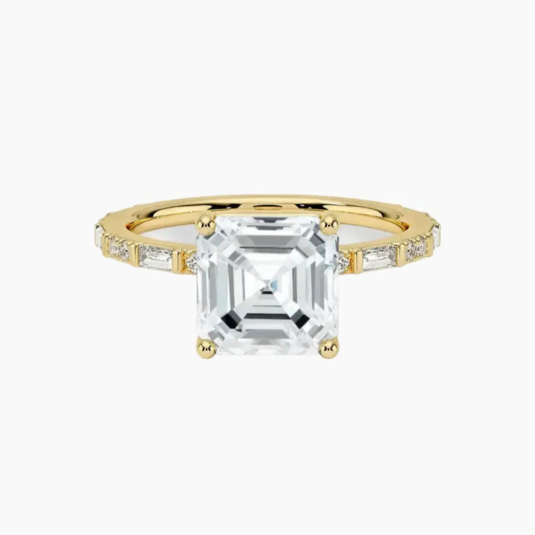 Evelina Asscher Designer 3 Carat Lab Grown Diamond Engagement Ring in 14K Yellow Gold