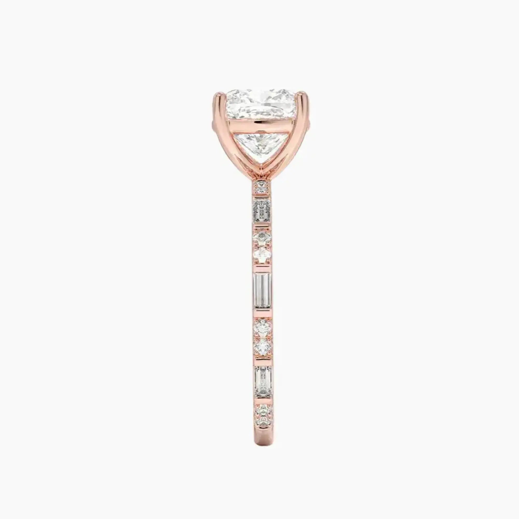 Evelina Cushion Designer 2.5 Carat Lab Grown Diamond Engagement Ring in 14K White Gold