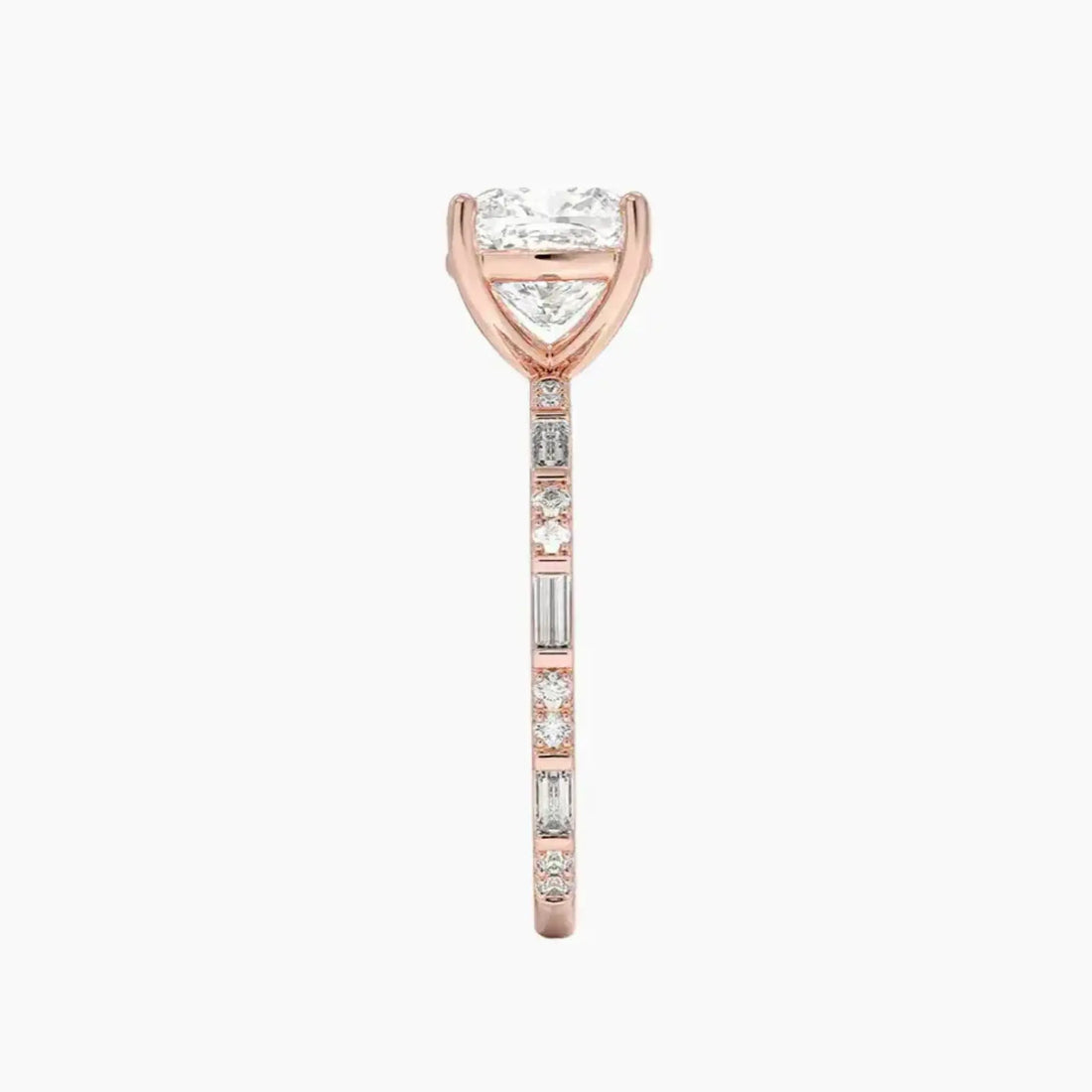 Evelina Cushion Designer 3 Carat Lab Grown Diamond Engagement Ring in 18K White Gold