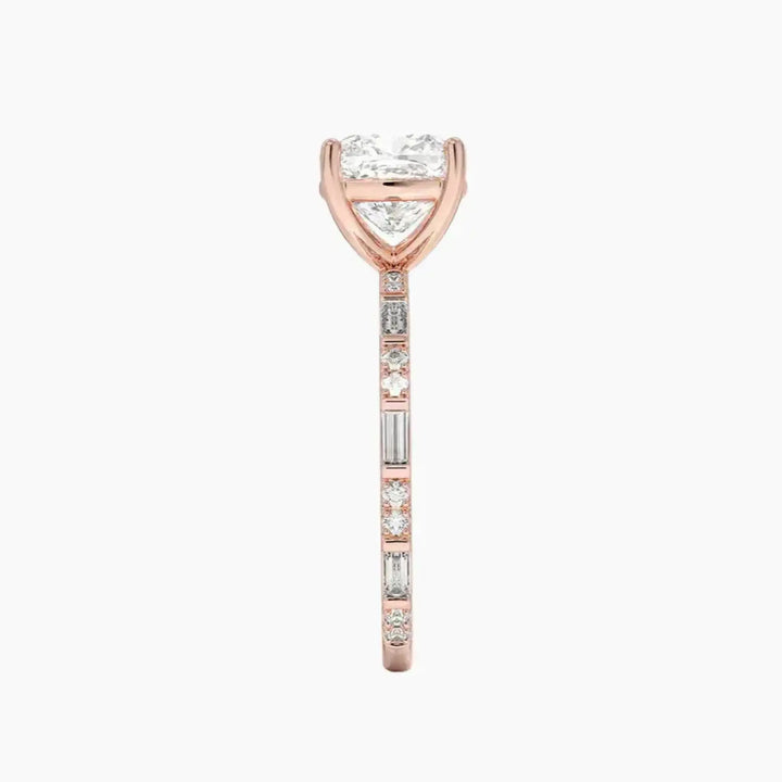 Evelina Cushion Designer 3 Carat Lab Grown Diamond Engagement Ring in 18K White Gold