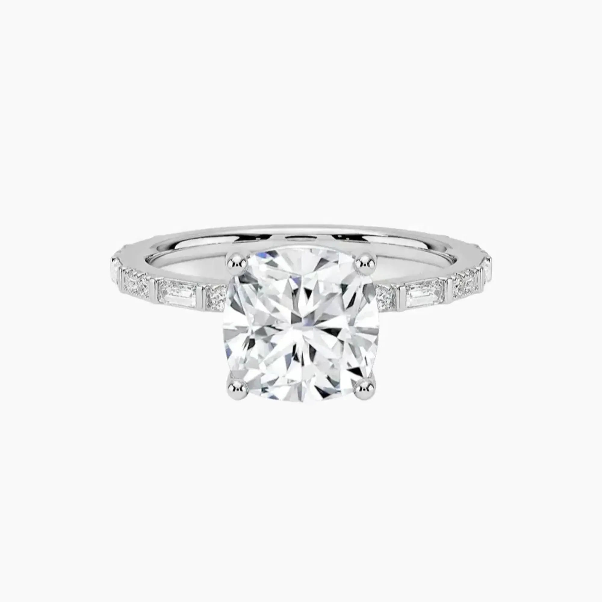 Evelina Cushion Designer 1 Carat Lab Grown Diamond Engagement Ring in 14K White Gold