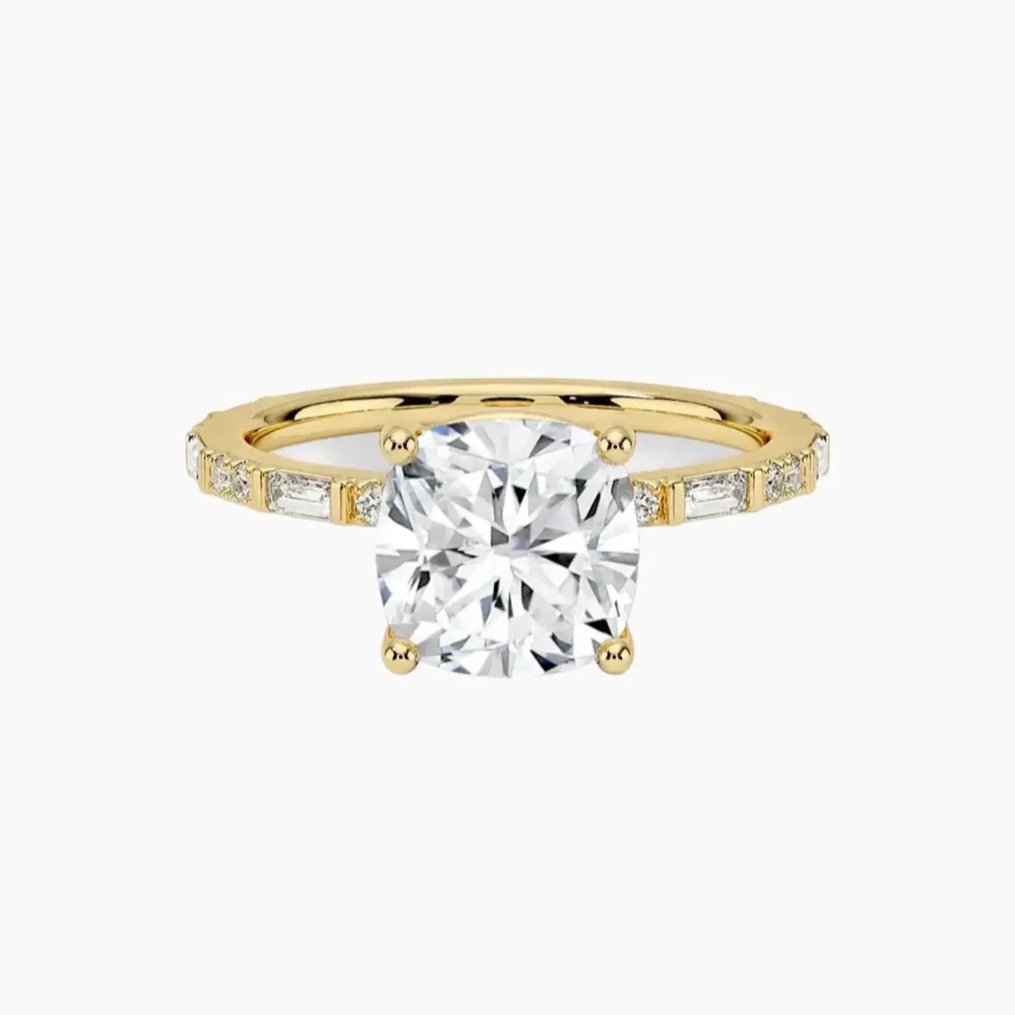 Evelina Cushion Designer 2.5 Carat Lab Grown Diamond Engagement Ring in 14K White Gold
