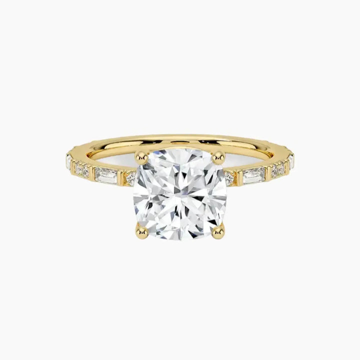 Evelina Cushion Designer 1.5 Carat Lab Grown Diamond Engagement Ring in 14K Yellow Gold