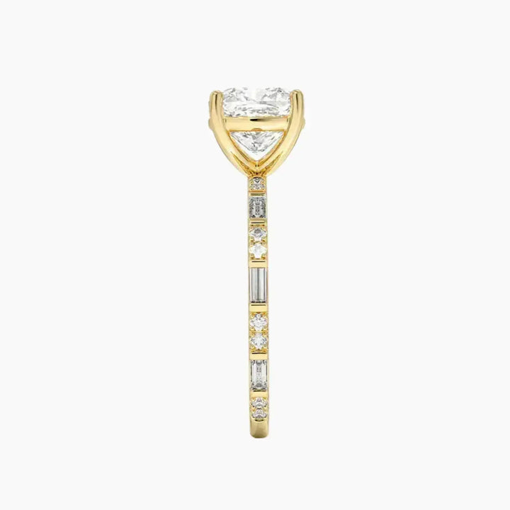Evelina Cushion Designer 3 Carat Lab Grown Diamond Engagement Ring in 18K Rose Gold