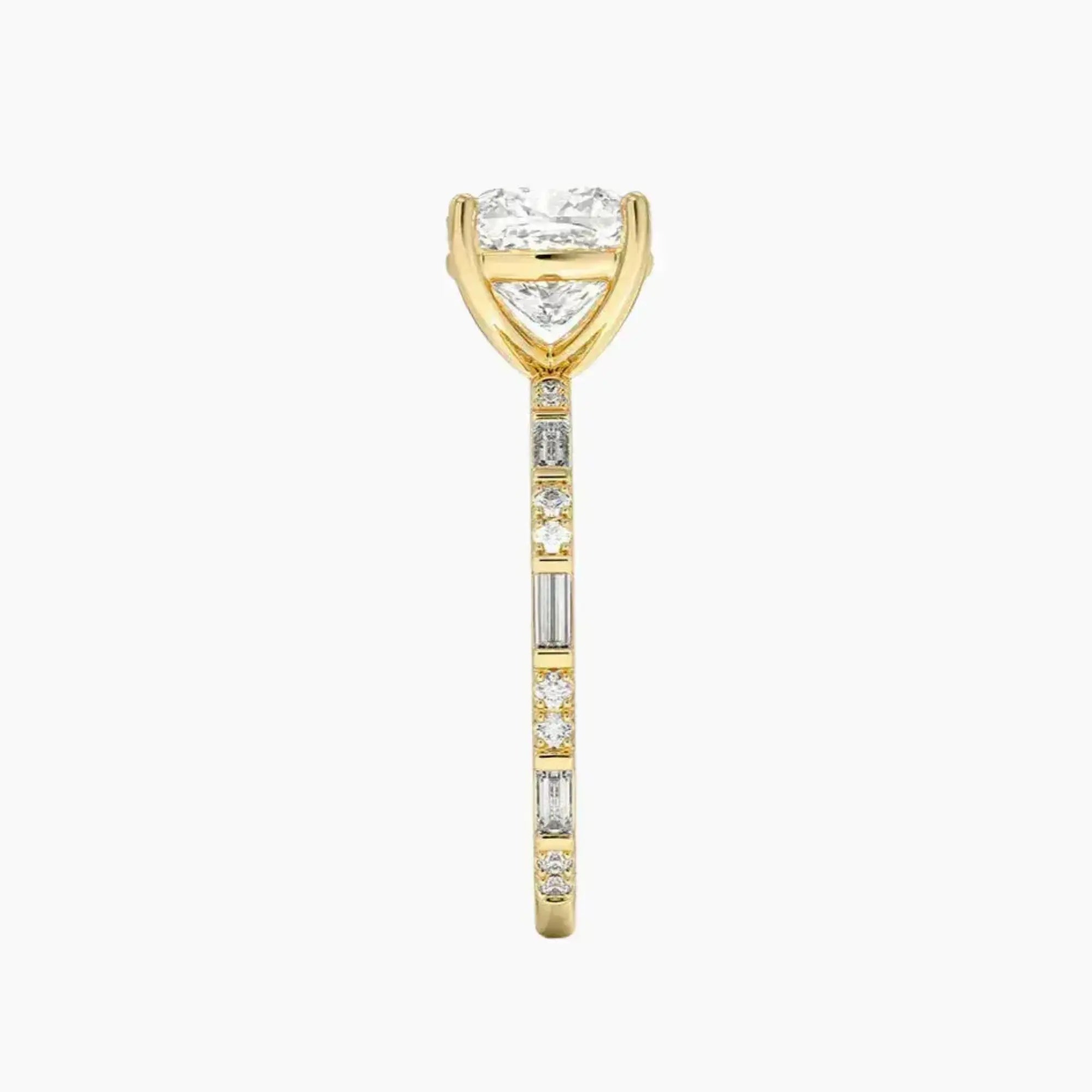 Evelina Cushion Designer 2.5 Carat Lab Grown Diamond Engagement Ring in 14K White Gold