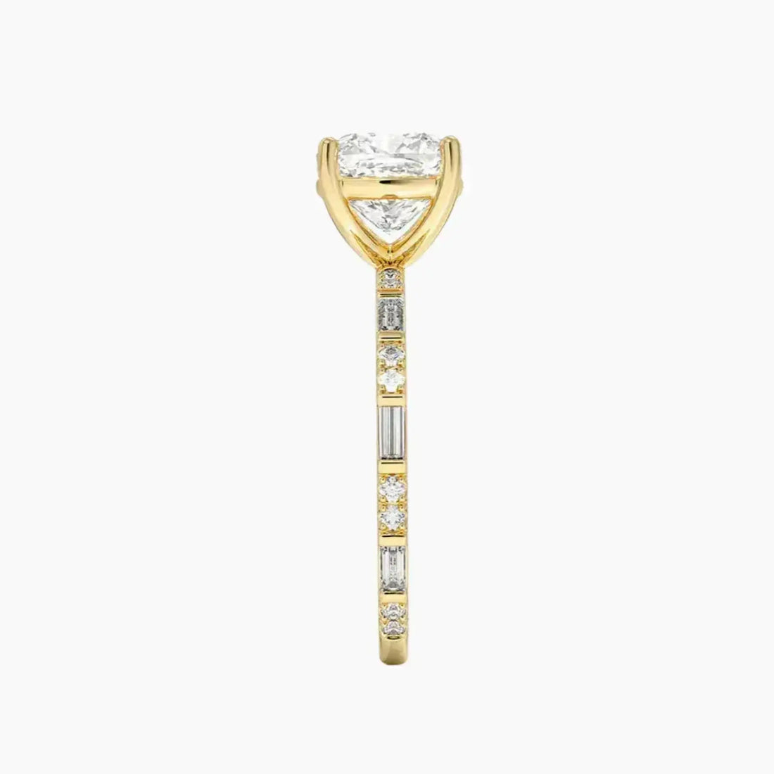 Evelina Cushion Designer 2 Carat Lab Grown Diamond Engagement Ring in 14K Yellow Gold