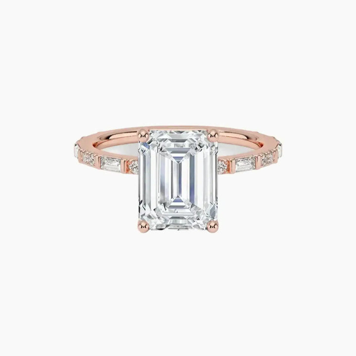 Evelina Emerald Designer 1.5 Carat Lab Grown Diamond Engagement Ring in 18K Rose Gold