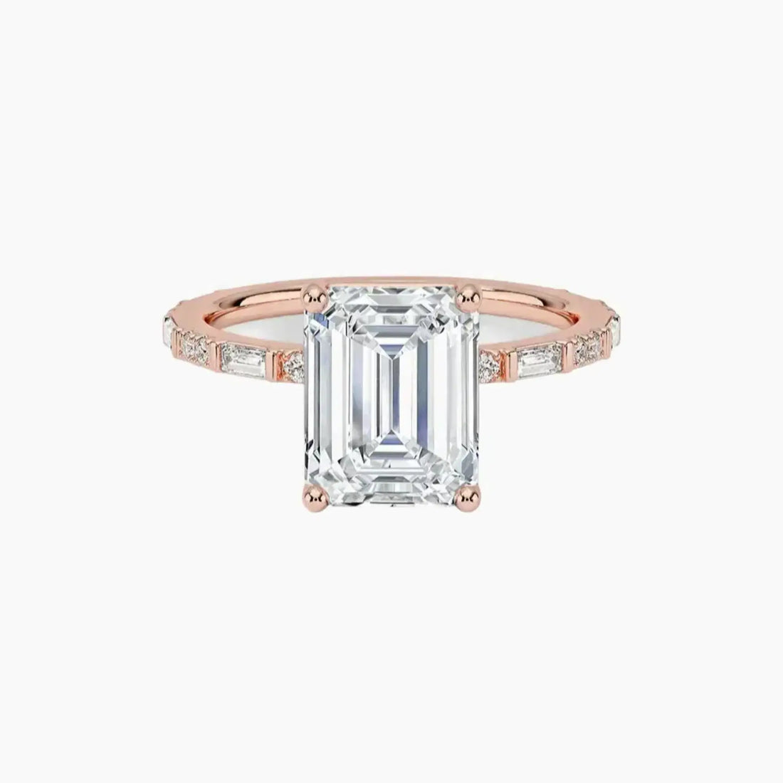 Evelina Emerald Designer 3 Carat Lab Grown Diamond Engagement Ring in 18K Yellow Gold