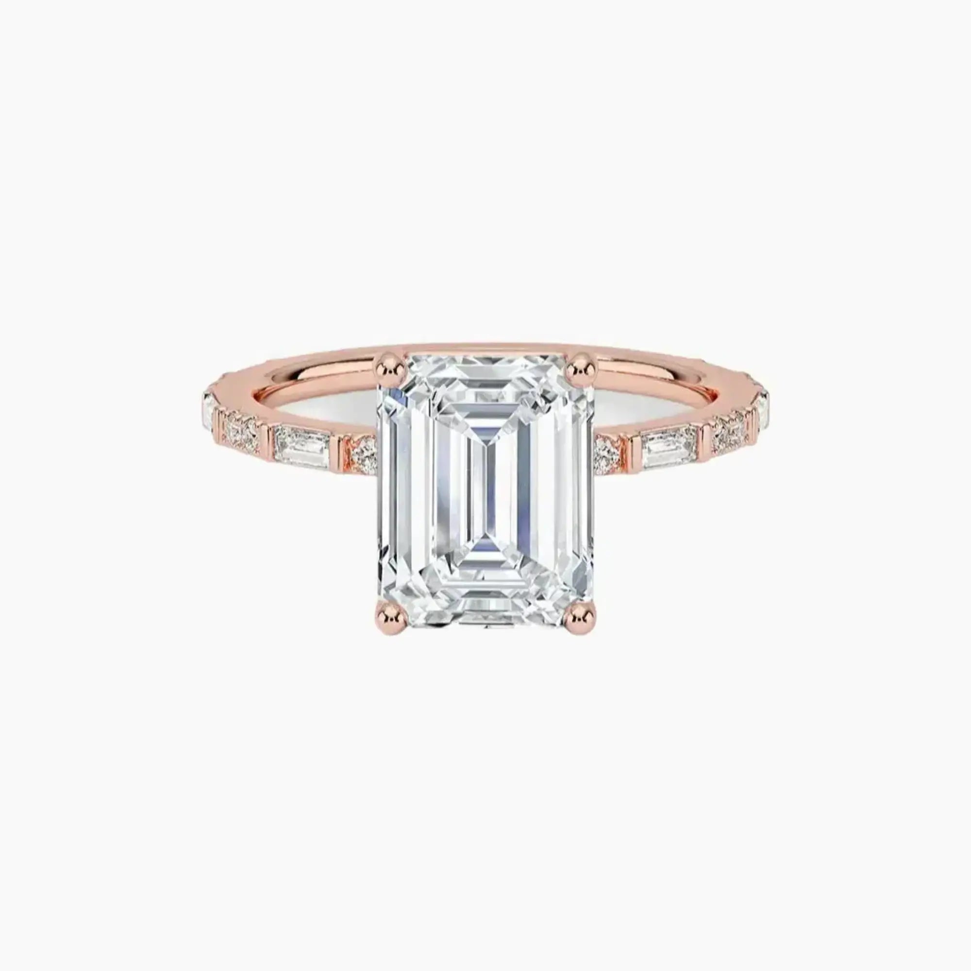 Evelina Emerald Designer 2.5 Carat Lab Grown Diamond Engagement Ring in 18K Yellow Gold