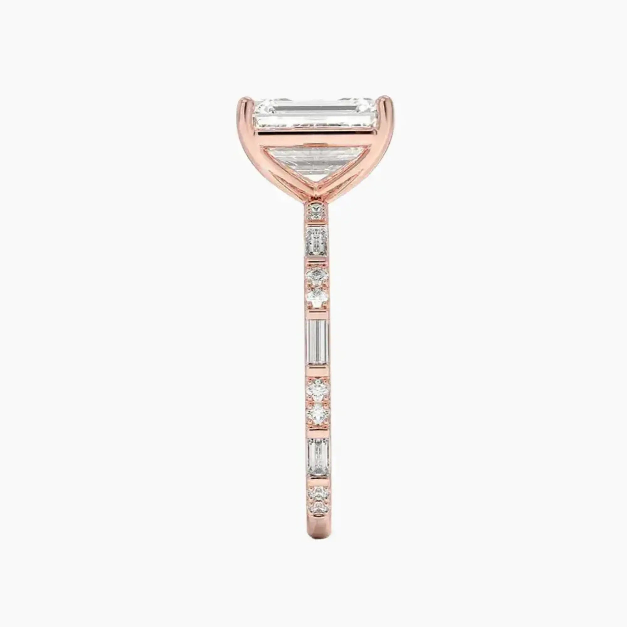 Evelina Emerald Designer 1 Carat Lab Grown Diamond Engagement Ring in 14K Rose Gold