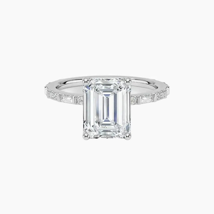 Evelina Emerald Designer 3 Carat Lab Grown Diamond Engagement Ring in 18K White Gold