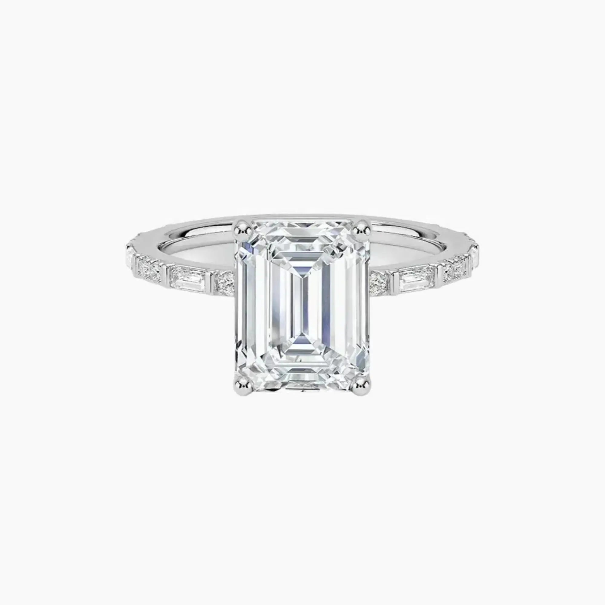 Evelina Emerald Designer 2 Carat Lab Grown Diamond Engagement Ring in 14K Yellow Gold