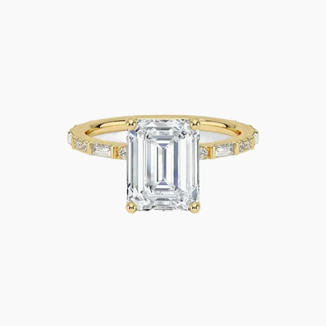 Evelina Emerald Designer 1.5 Carat Lab Grown Diamond Engagement Ring in 14K White Gold