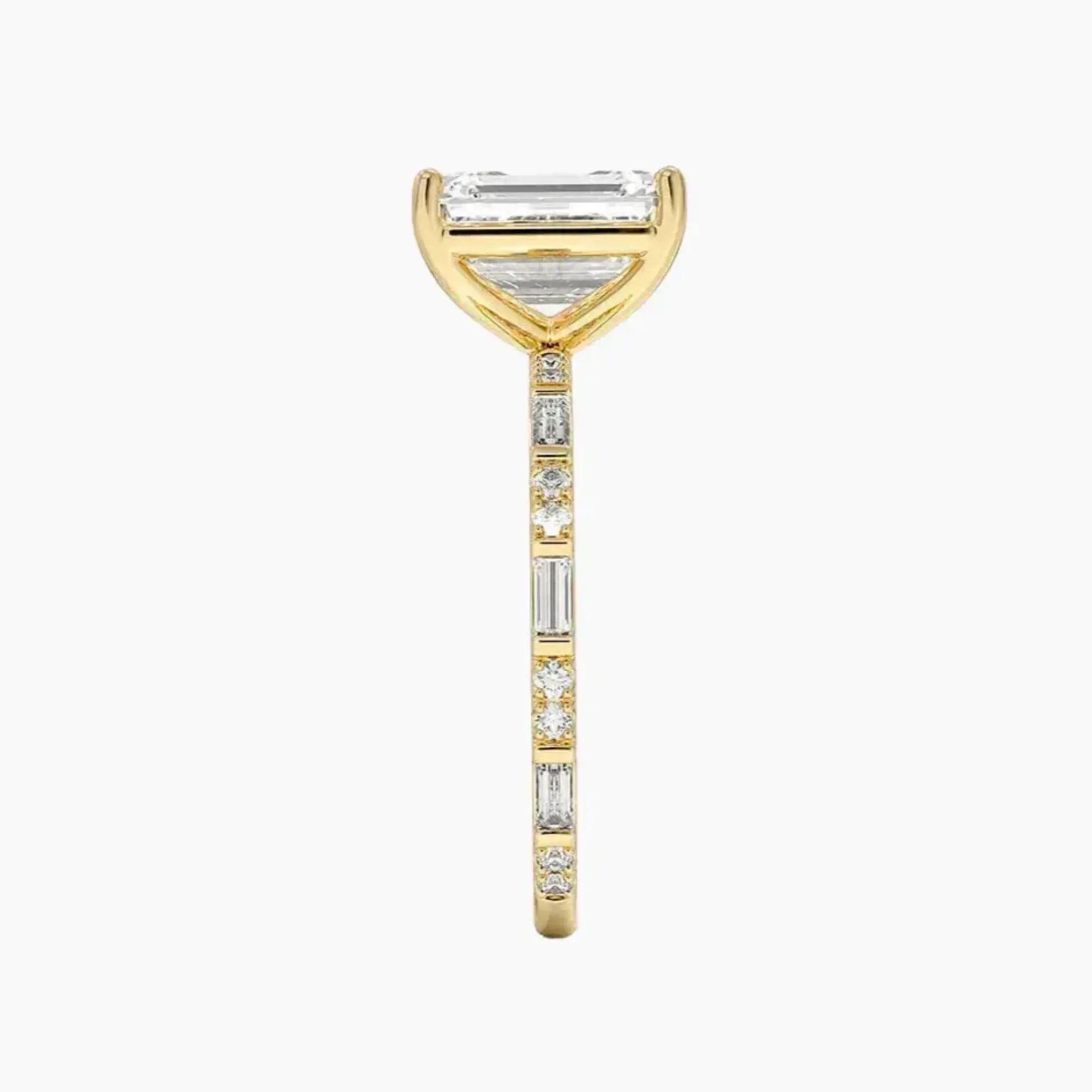 Evelina Emerald Designer 2 Carat Lab Grown Diamond Engagement Ring in 18K Yellow Gold