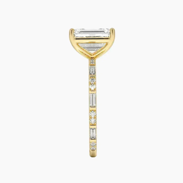 Evelina Emerald Designer 3 Carat Lab Grown Diamond Engagement Ring in 18K Rose Gold