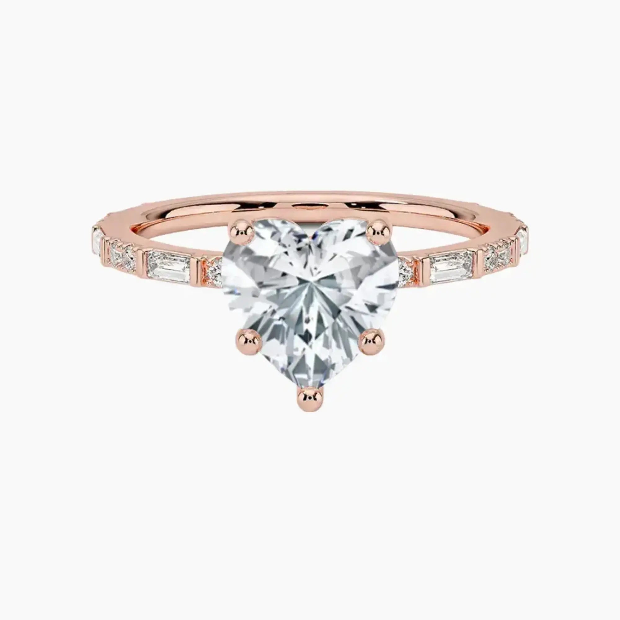 Evelina Heart Designer 1 Carat Lab Grown Diamond Engagement Ring in 18K Yellow Gold