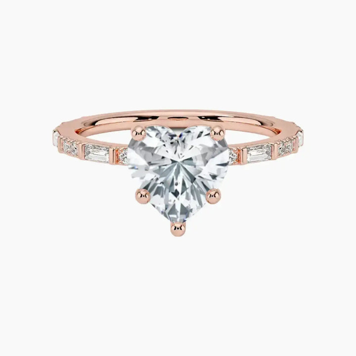 Evelina Heart Designer 3 Carat Lab Grown Diamond Engagement Ring in 14K Rose Gold