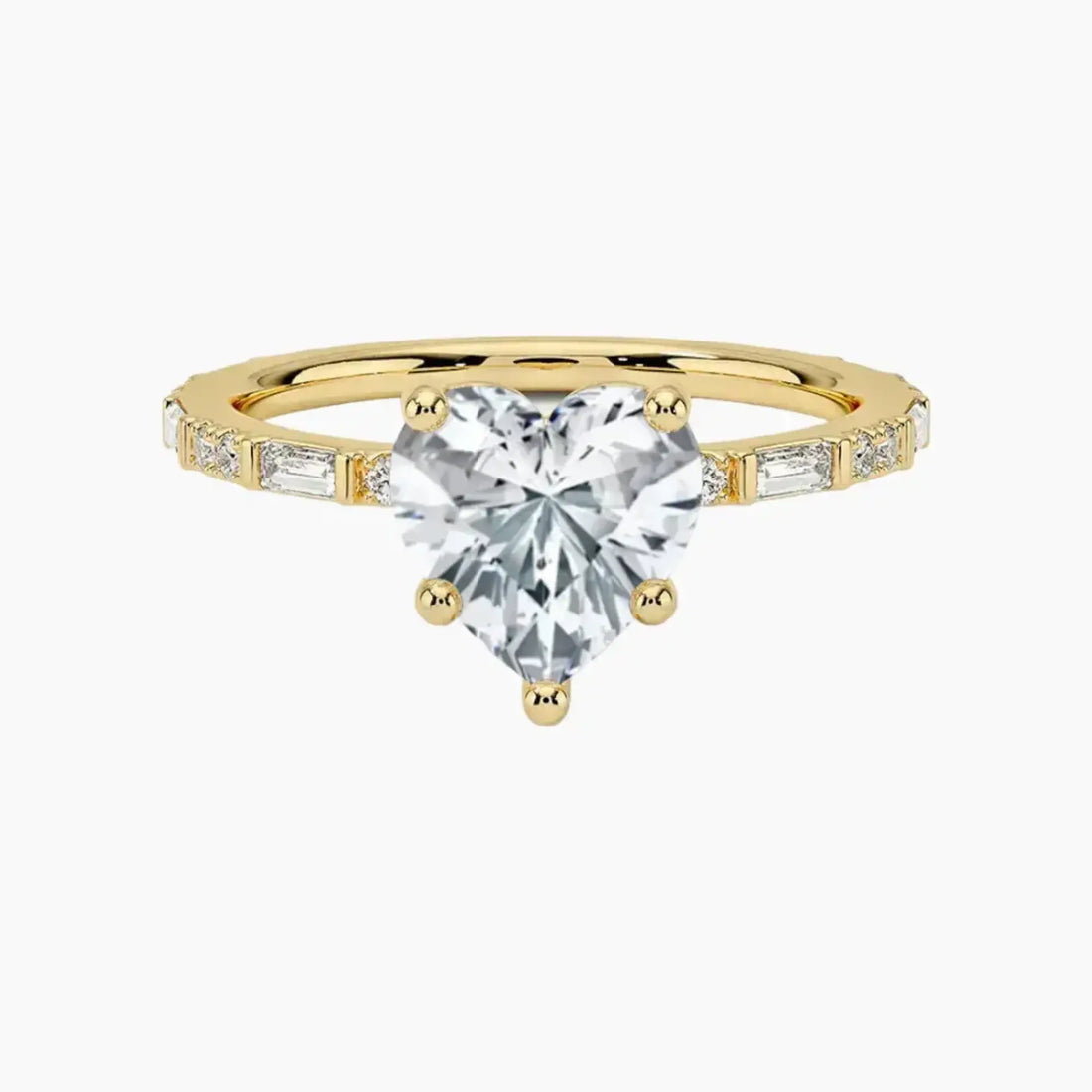 Evelina Heart Designer Diamond Ring Setting in 18K Yellow Gold