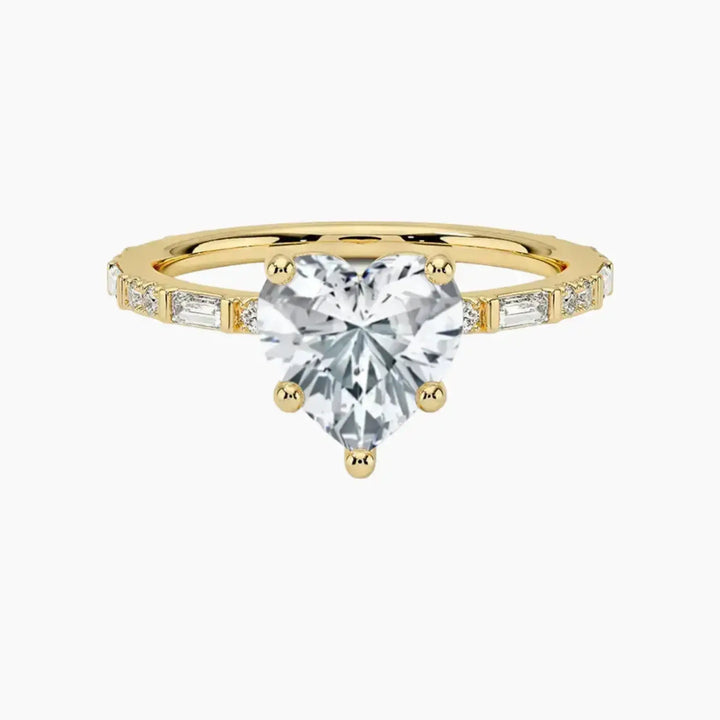 Evelina Heart Designer 1.5 Carat Lab Grown Diamond Engagement Ring in 18K Yellow Gold