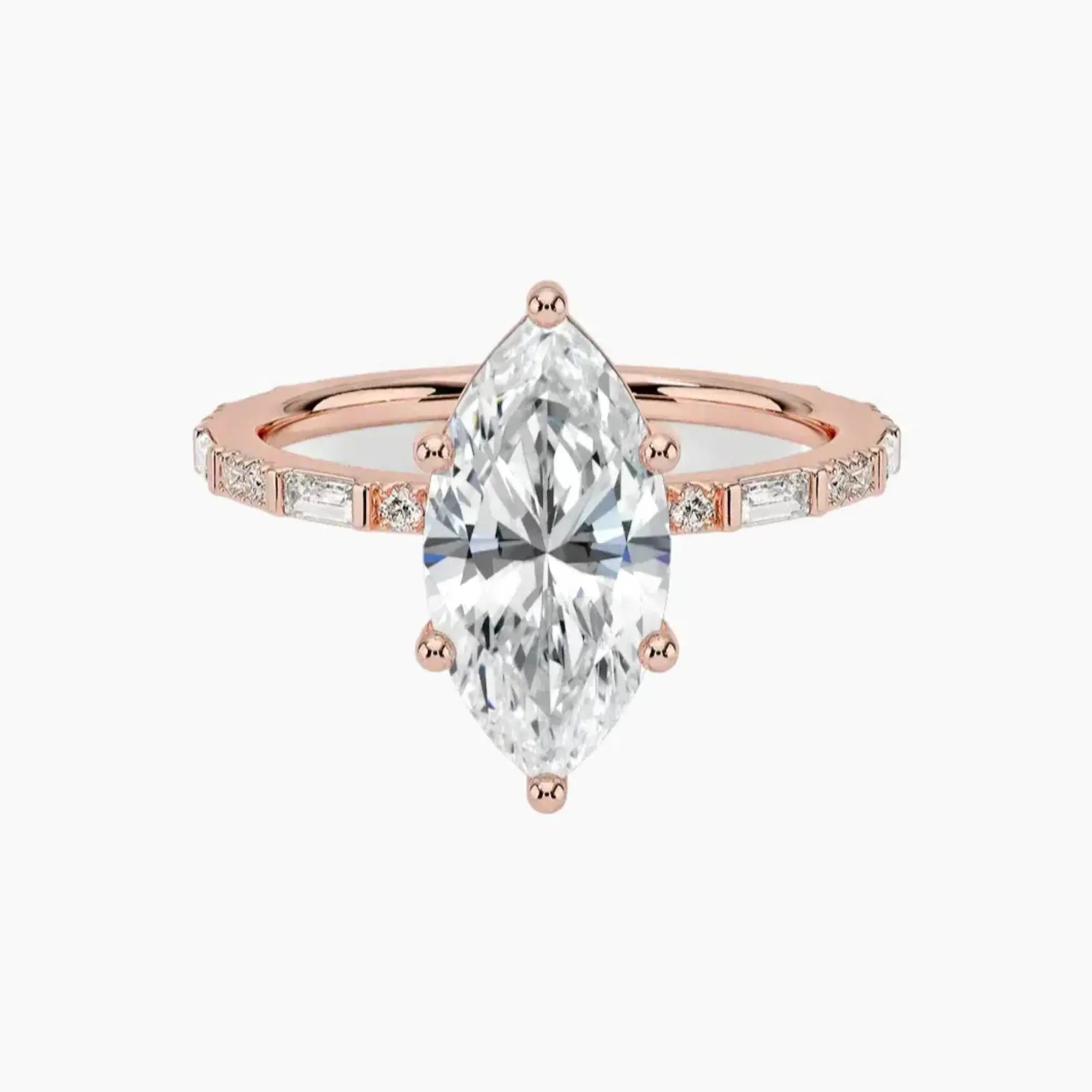 Evelina Marquise Designer 2 Carat Lab Grown Diamond Engagement Ring in 18K White Gold