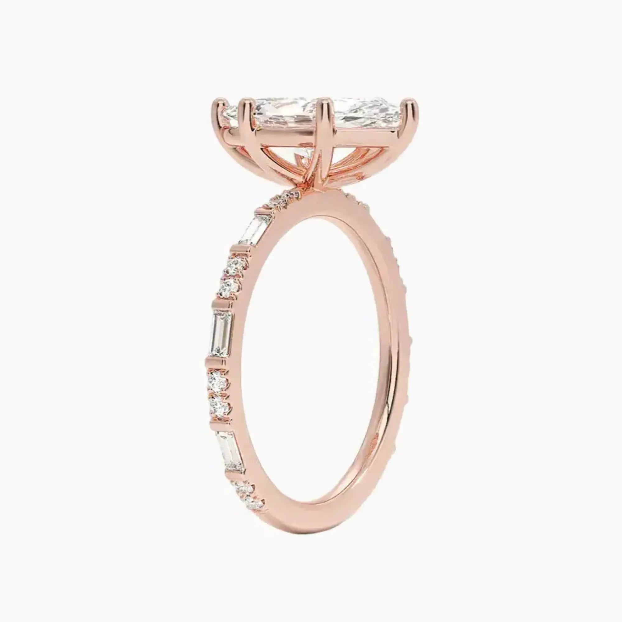 Evelina Marquise Designer 2 Carat Lab Grown Diamond Engagement Ring in 18K White Gold