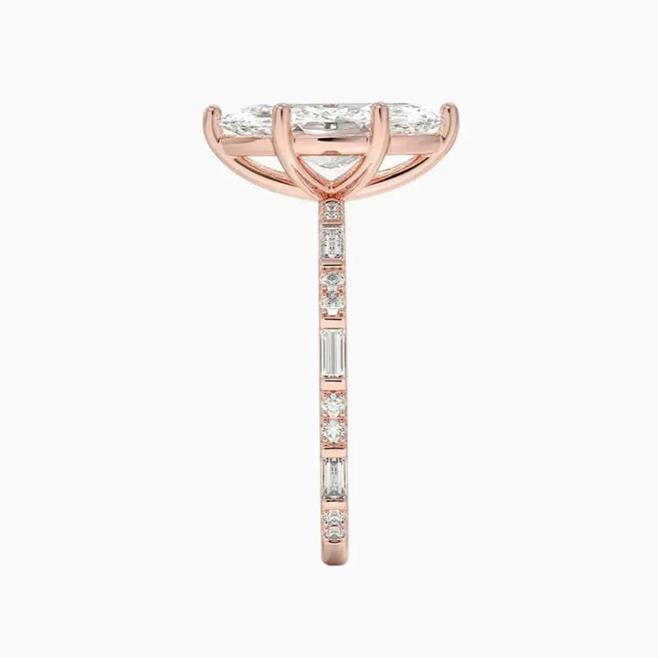 Evelina Marquise Designer 3 Carat Lab Grown Diamond Engagement Ring in 18K White Gold