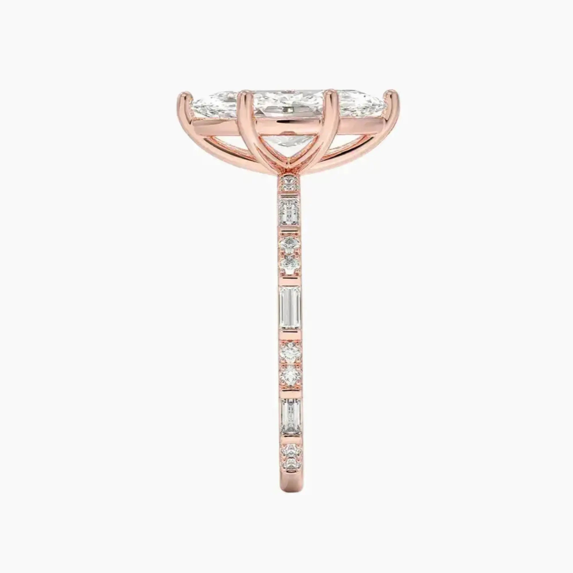 Evelina Marquise Designer 3 Carat Lab Grown Diamond Engagement Ring in 18K Rose Gold