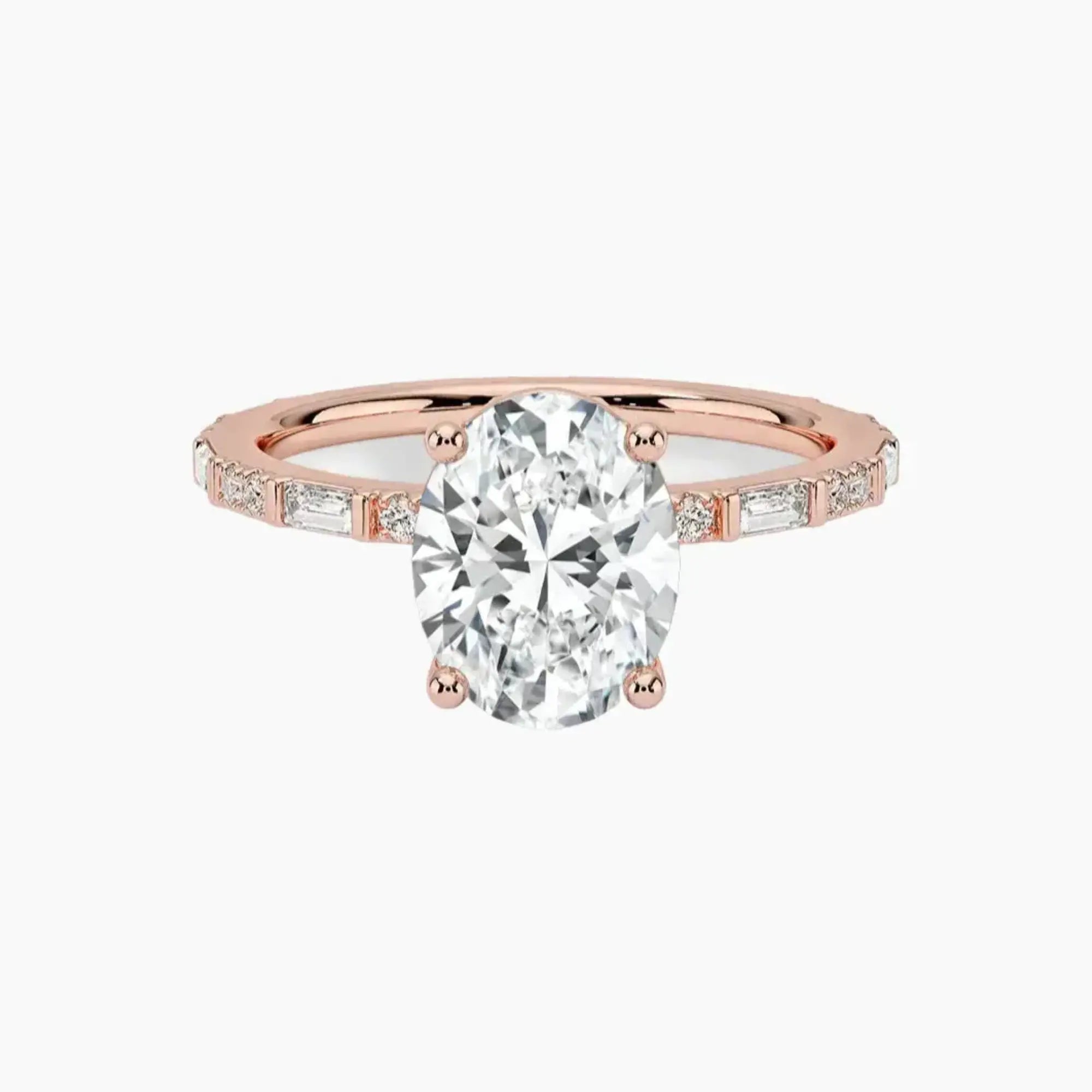Evelina Oval Designer 2 Carat Lab Grown Diamond Engagement Ring in 14K White Gold