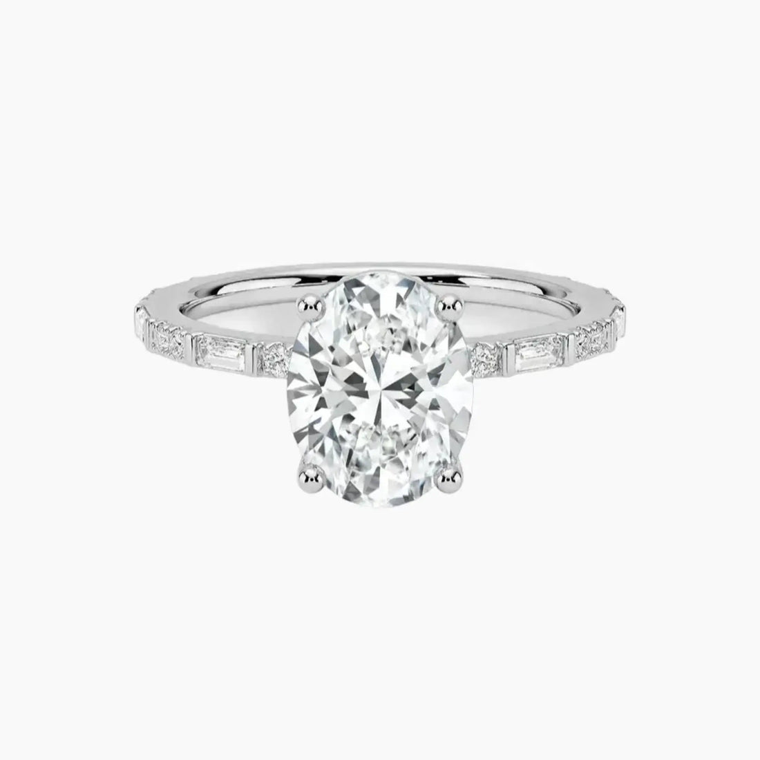 Evelina Oval Designer 3 Carat Lab Grown Diamond Engagement Ring in 18K White Gold