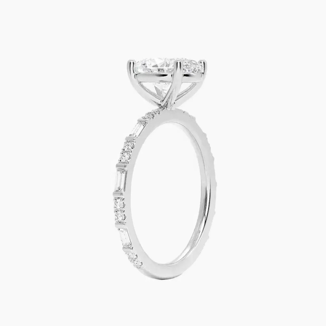 Evelina Oval Designer Diamond Ring Setting in 18K White Gold