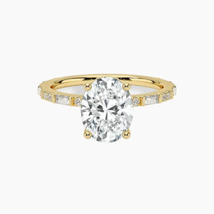 Evelina Oval Designer 3 Carat Lab Grown Diamond Engagement Ring in 18K Yellow Gold
