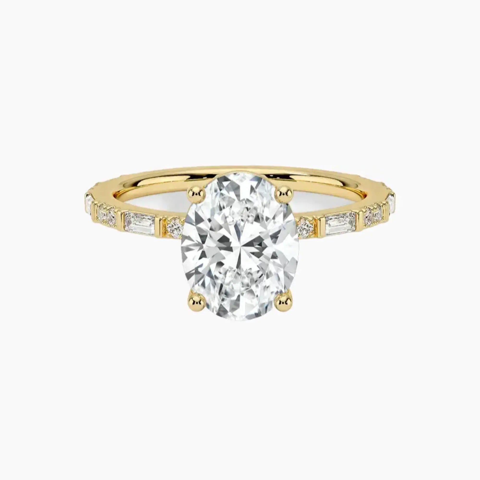 Evelina Oval Designer 3 Carat Lab Grown Diamond Engagement Ring in 18K Rose Gold
