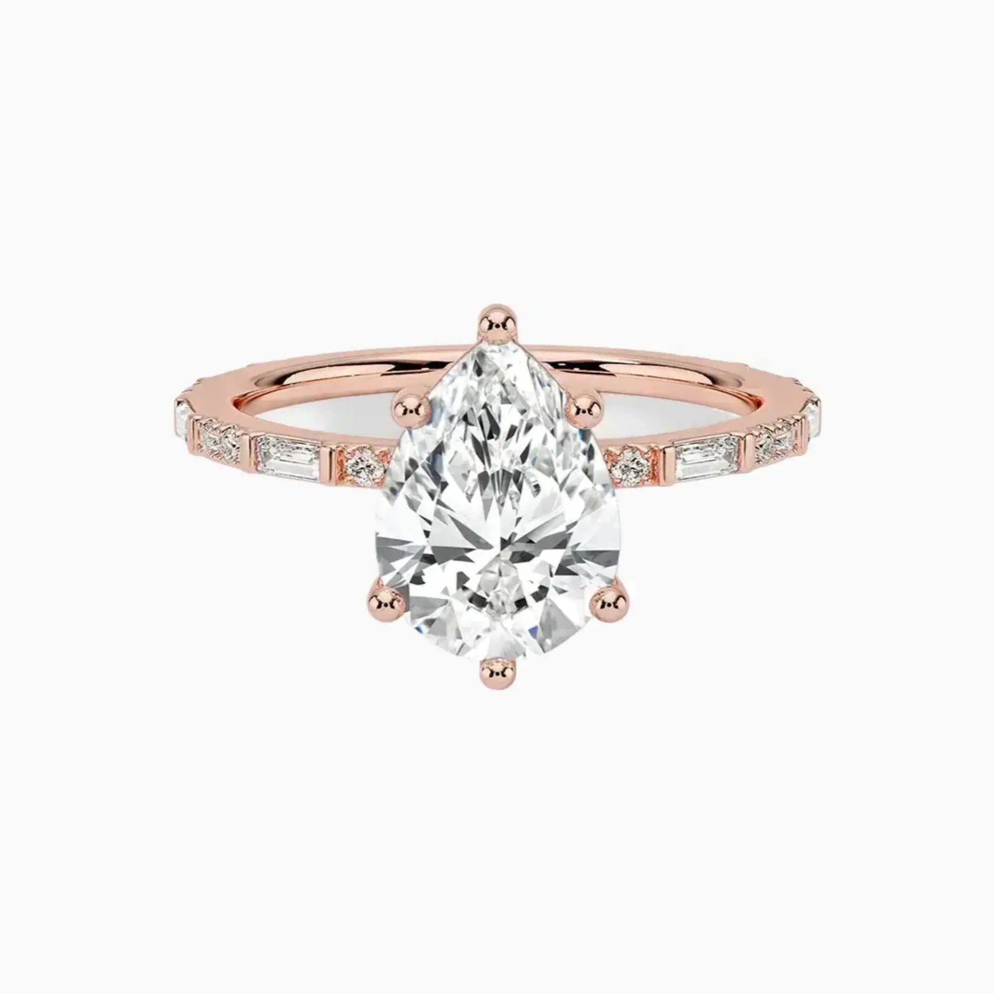 Evelina Pear Designer 1.5 Carat Lab Grown Diamond Engagement Ring in 18K Yellow Gold