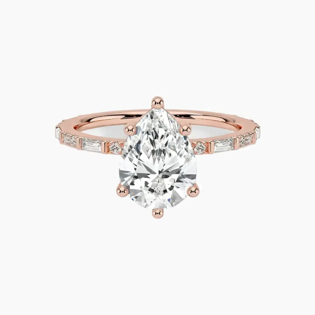 Evelina Pear Designer 1.5 Carat Lab Grown Diamond Engagement Ring in 18K Yellow Gold