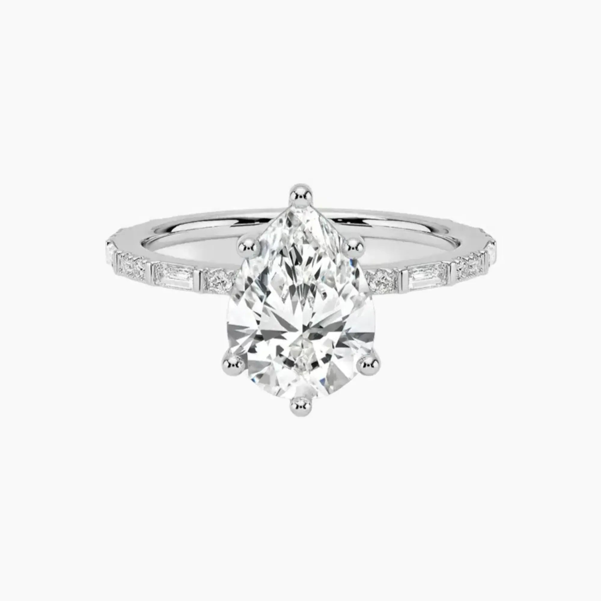 Evelina Pear Designer 2 Carat Lab Grown Diamond Engagement Ring in 14K Yellow Gold