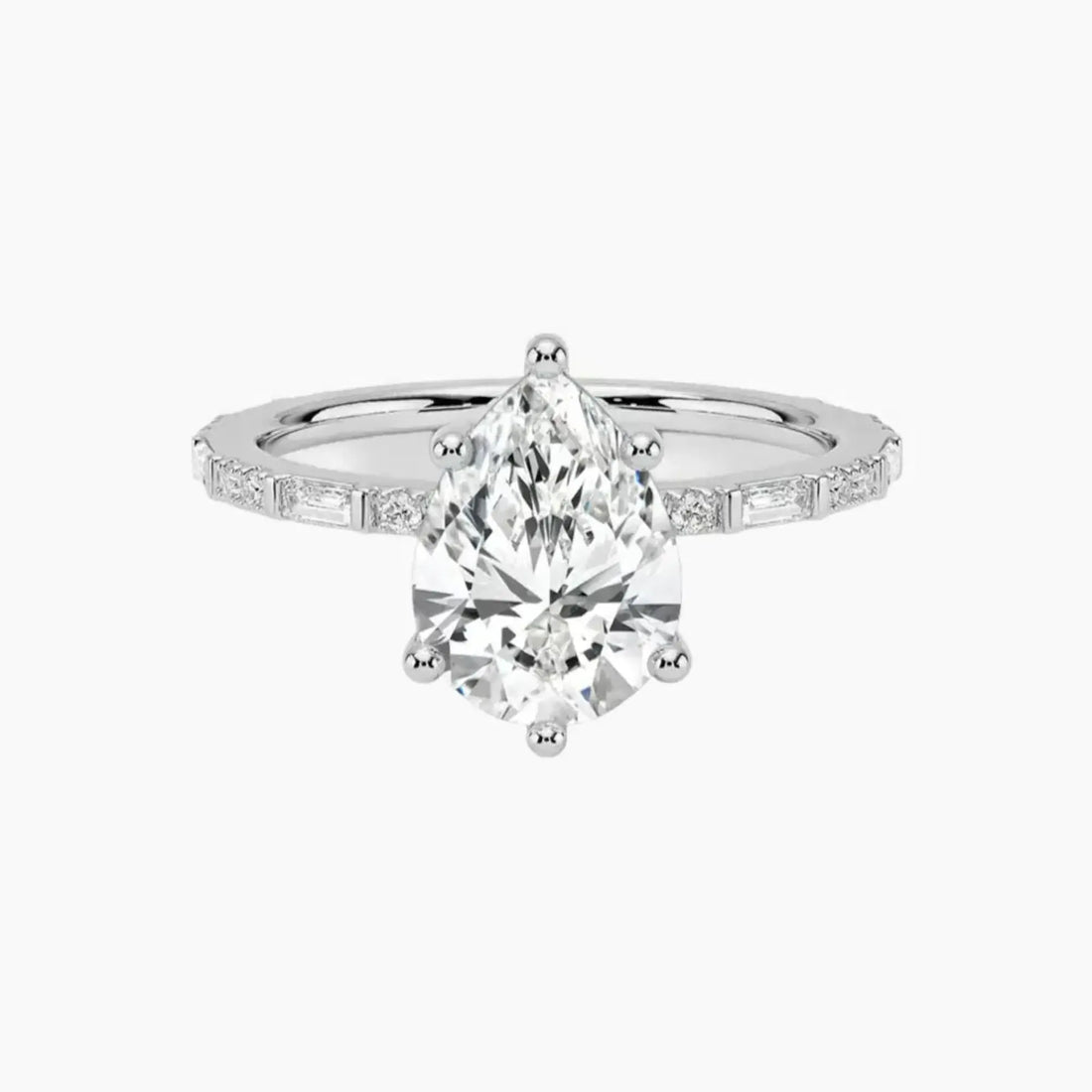 Evelina Pear Designer Diamond Ring Setting in 14K Yellow Gold