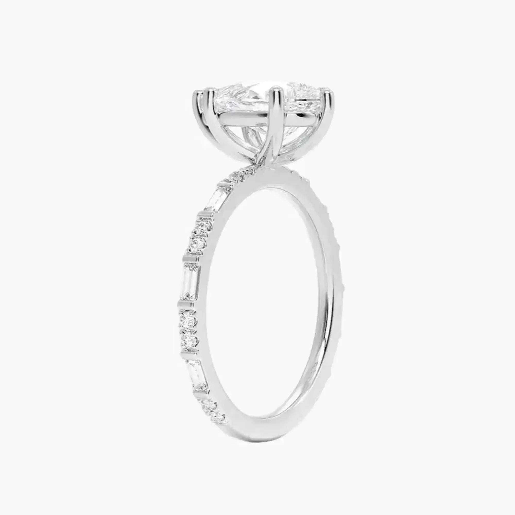 Evelina Pear Designer Diamond Ring Setting in 14K Yellow Gold