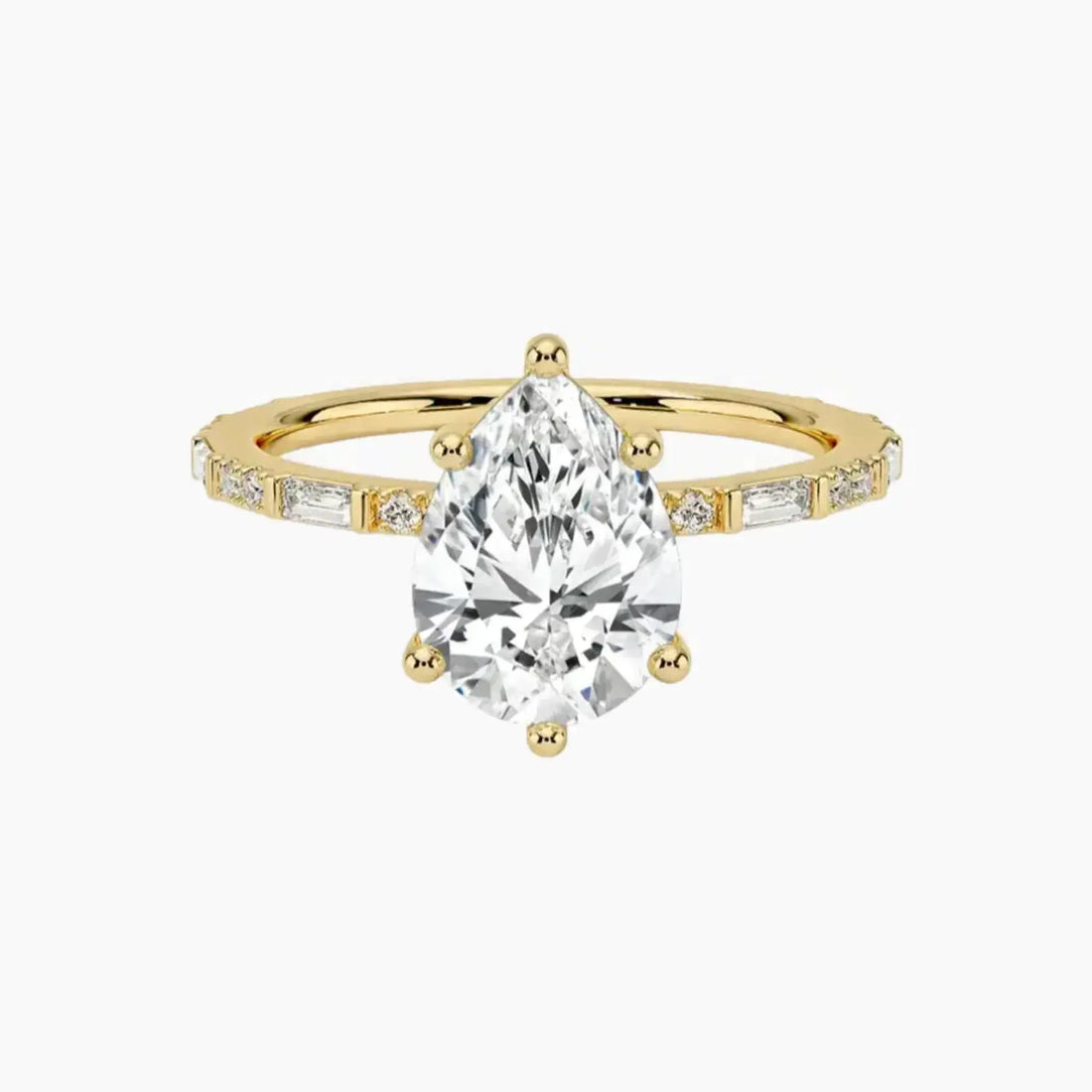 Evelina Pear Designer 2 Carat Lab Grown Diamond Engagement Ring in 18K White Gold