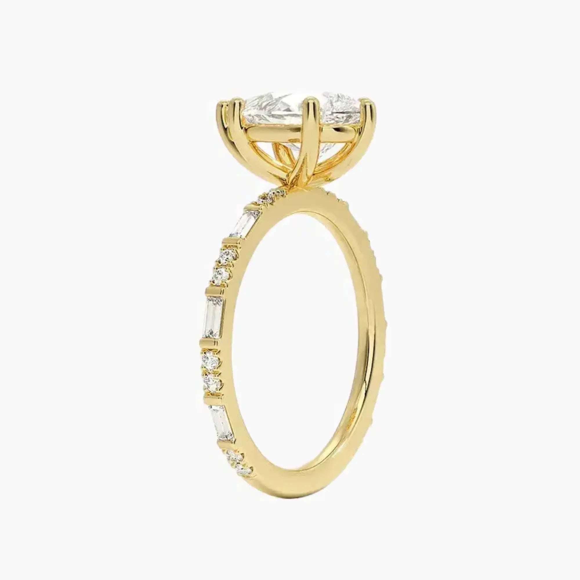 Evelina Pear Designer 1.5 Carat Lab Grown Diamond Engagement Ring in 14K Yellow Gold