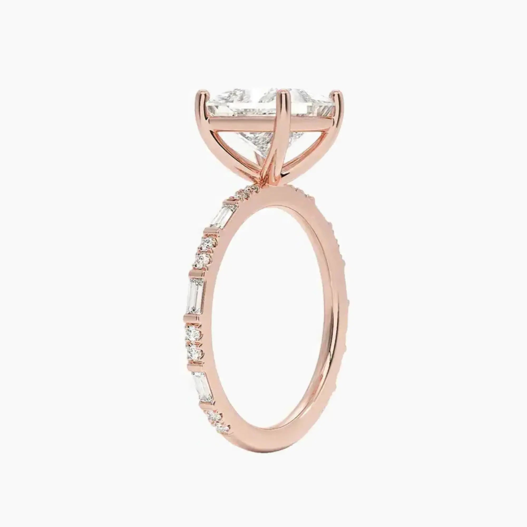Evelina Princess Designer 3 Carat Lab Grown Diamond Engagement Ring in 14K Yellow Gold