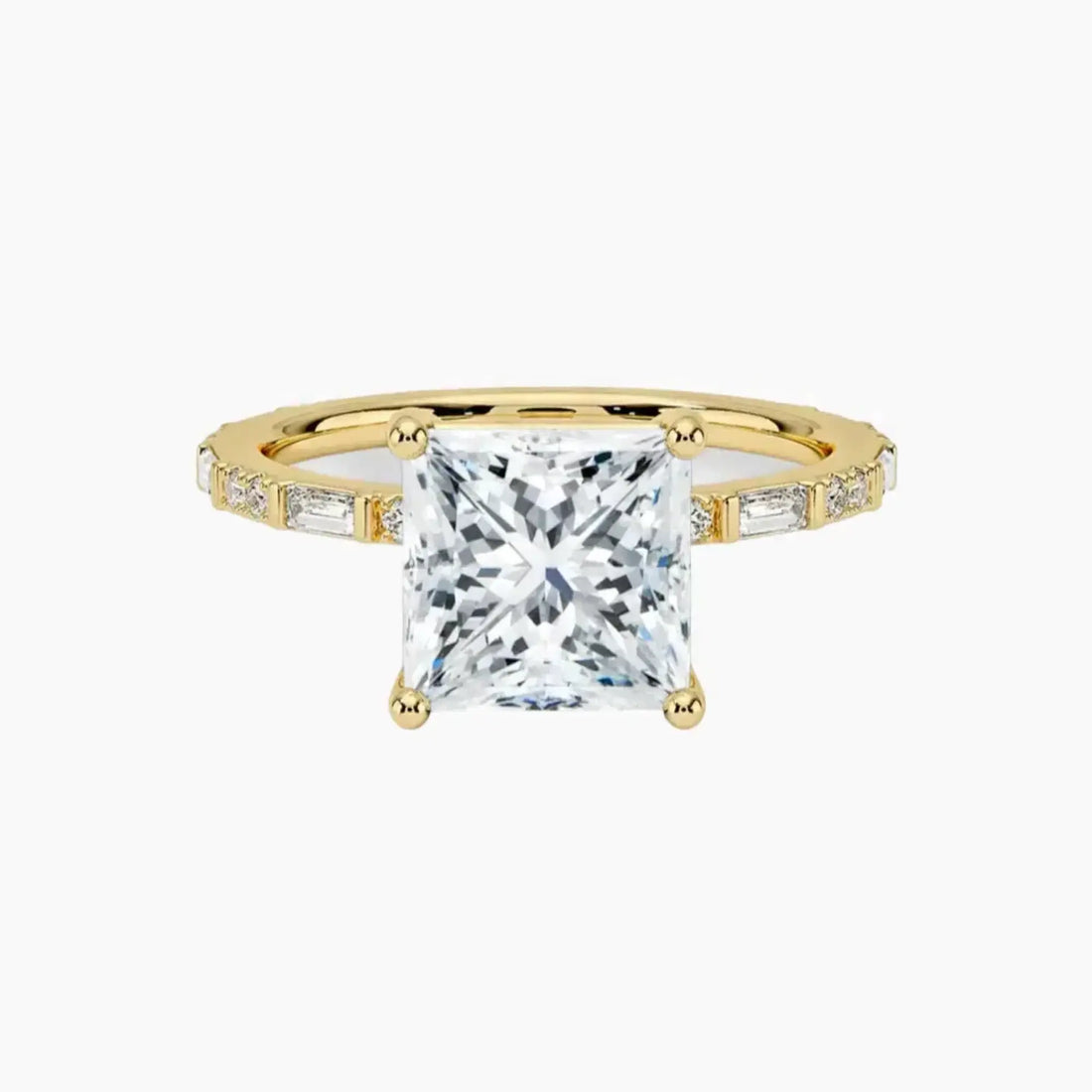 Evelina Princess Designer Diamond Ring Setting in 18K Yellow Gold