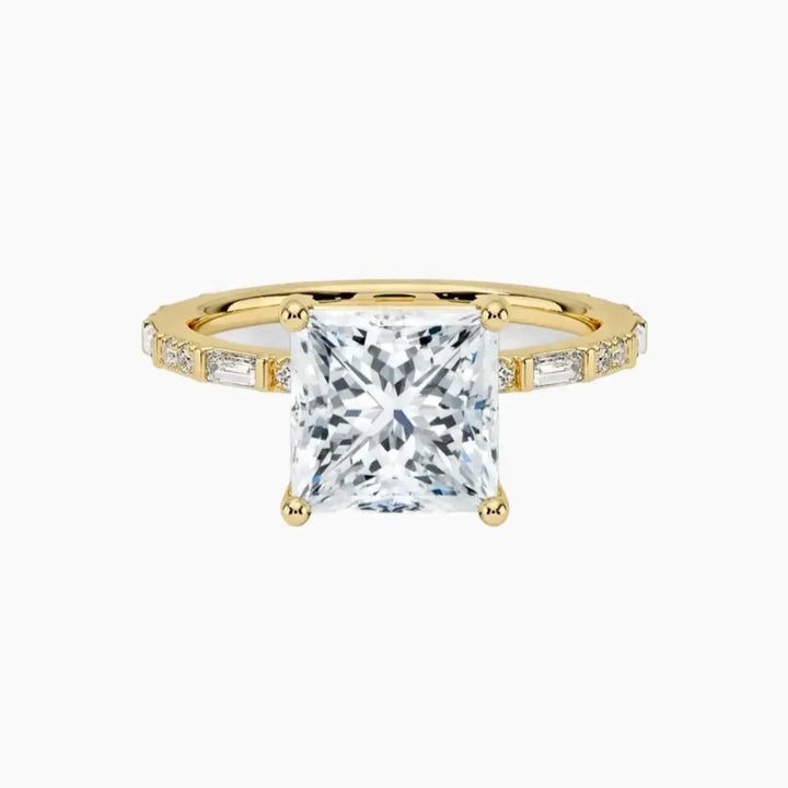 Evelina Princess Designer 2.5 Carat Lab Grown Diamond Engagement Ring in 18K Yellow Gold