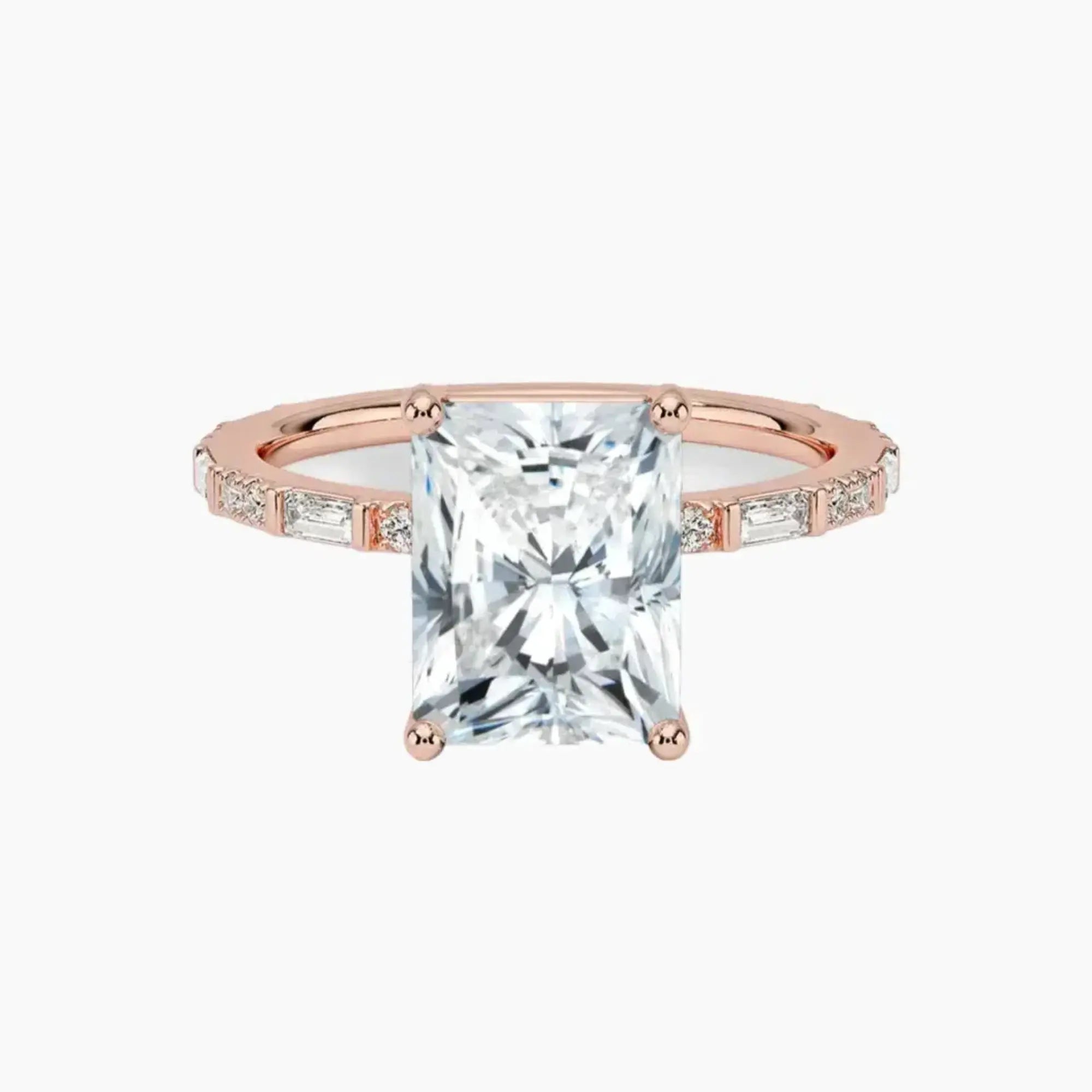 Evelina Radiant Designer 2 Carat Lab Grown Diamond Engagement Ring in 14K White Gold