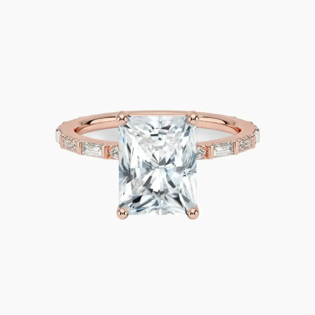 Evelina Radiant Designer 1 Carat Lab Grown Diamond Engagement Ring in 14K Yellow Gold