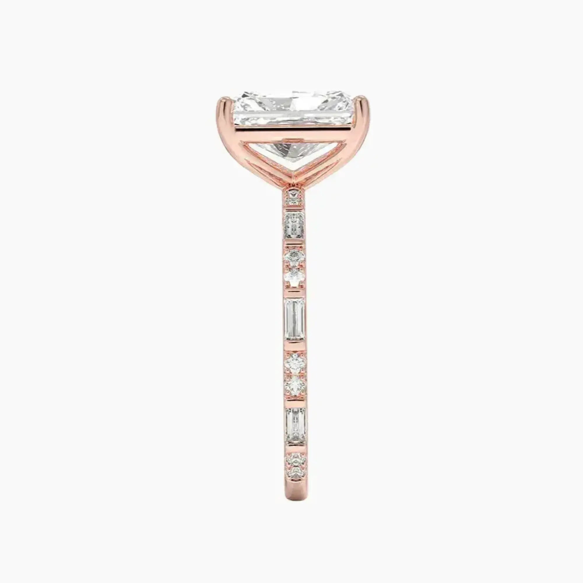 Evelina Radiant Designer 1 Carat Lab Grown Diamond Engagement Ring in 18K Rose Gold